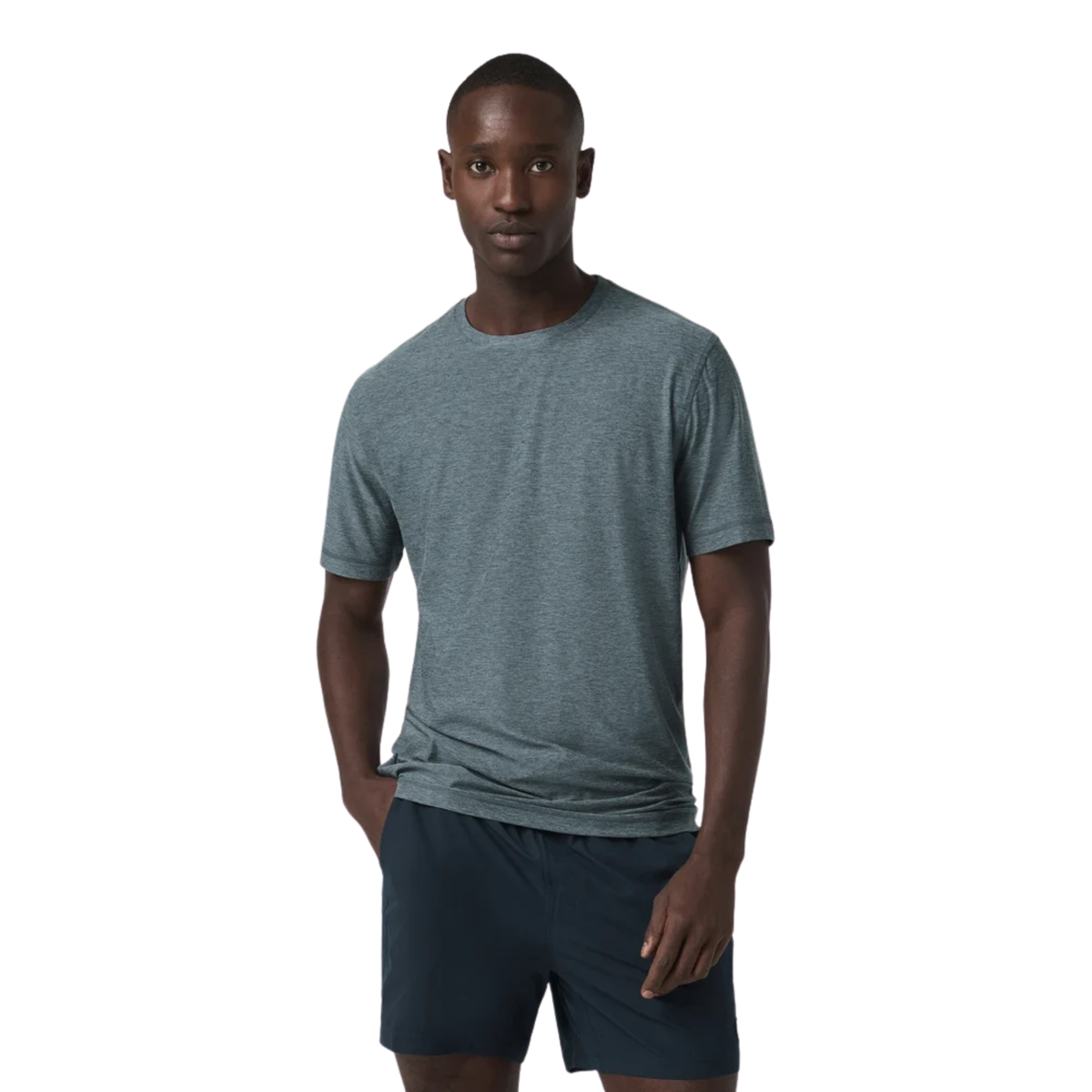 Vuori Mens Strato Tech Tee-Blue Sea Heather