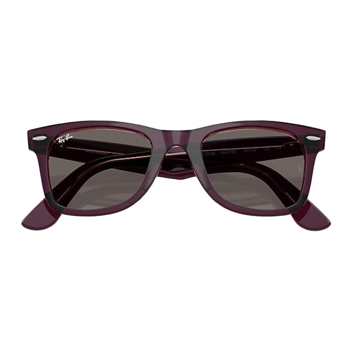 Rayban Wayfarer Sunglasses in Violet On Transparent Pink w/ Dark Grey Lens-Violet On Transparent Pink w/ Dark Grey Lens