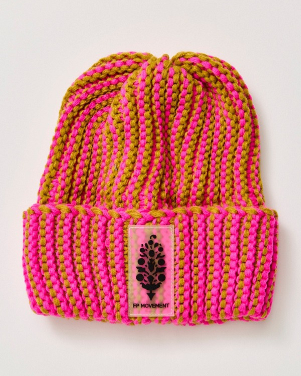 Free People Women Apres Ski Knit Beanie - Dried Palm/Hot Pink