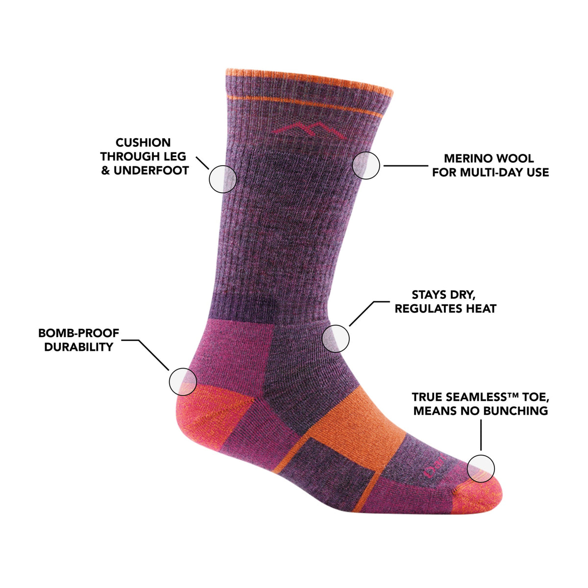 Darn Tough Vermont Women Merino Wool Boot Sock Full Cushion