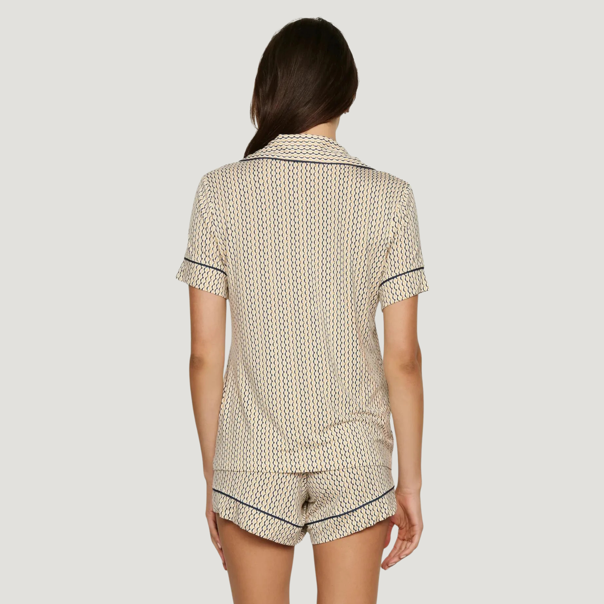 Eberjey Womens Gisele Printed RLX Short PJ Set - Duo Stripe Haute Red