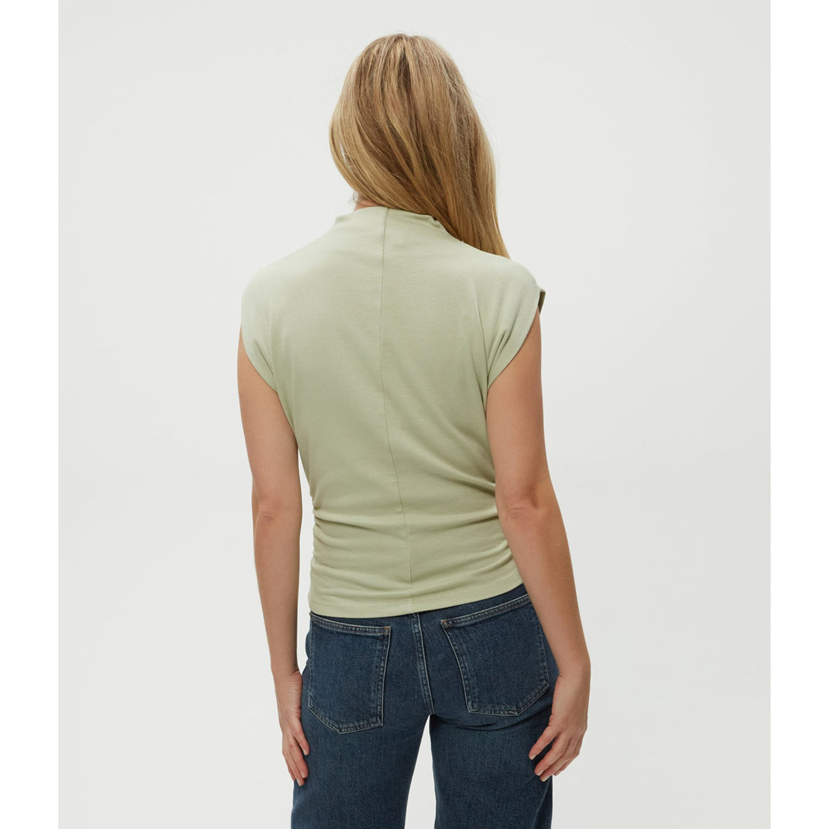 Michael Stars Womens Amara Mock Neck Powershoulder Top