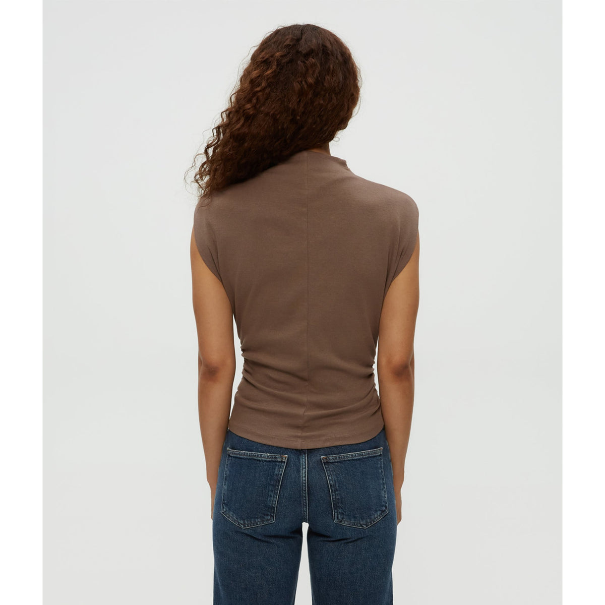 Michael Stars Womens Amara Mock Neck Powershoulder Top