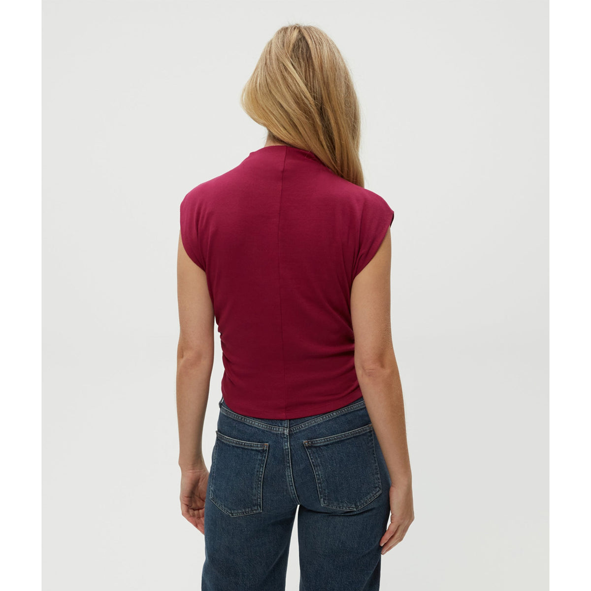 Michael Stars Womens Amara Mock Neck Powershoulder Top