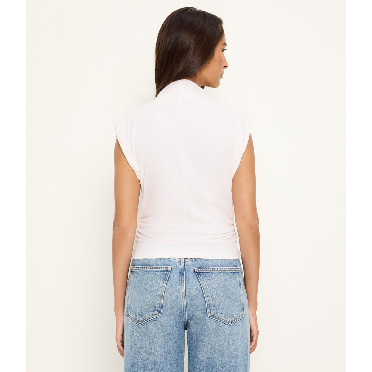 Michael Stars Womens Amara Mock Neck Powershoulder Top