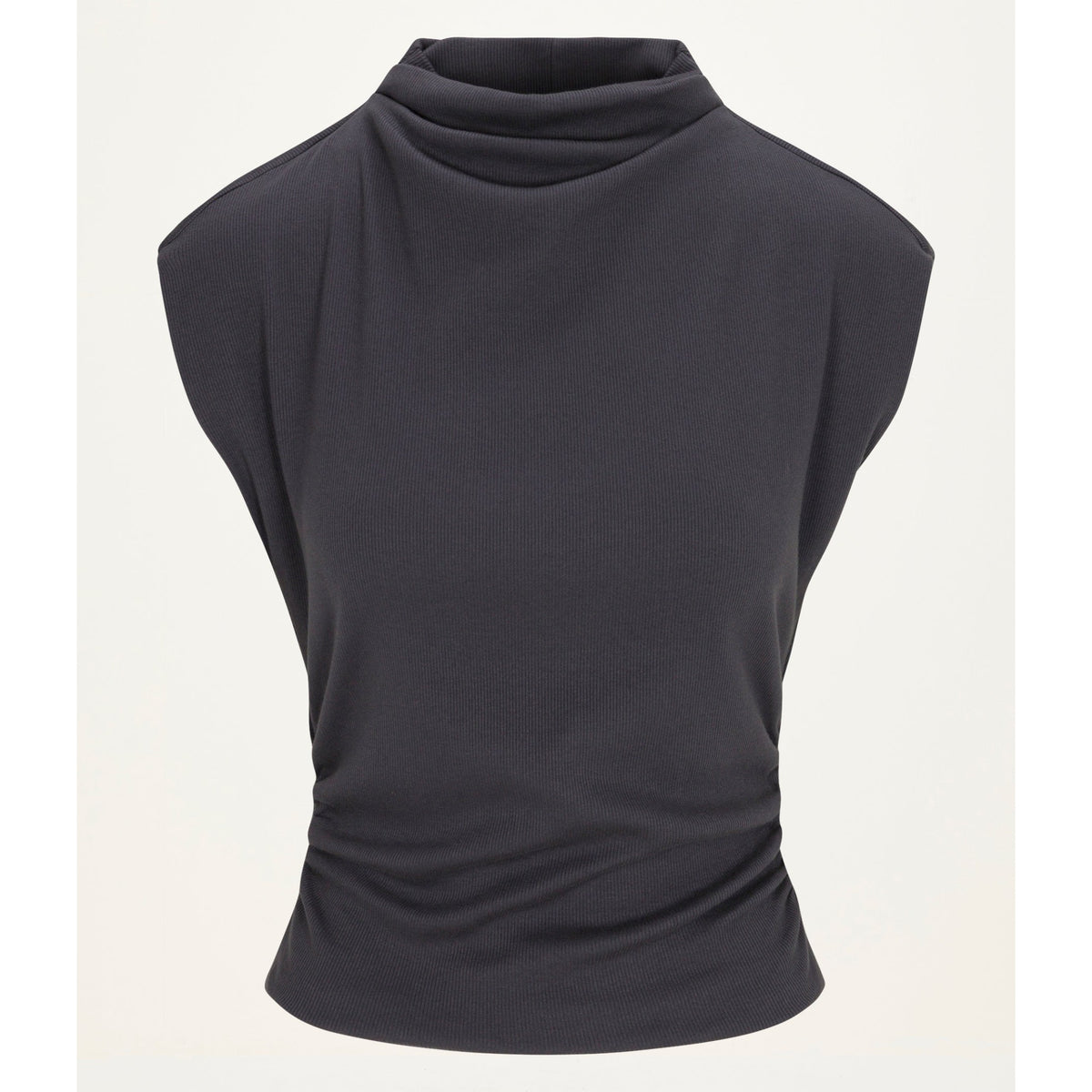 Michael Stars Womens Amara Mock Neck Powershoulder Top