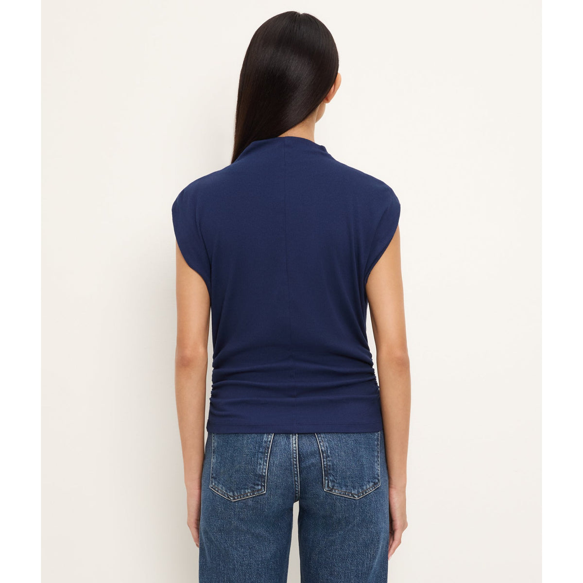 Michael Stars Womens Amara Mock Neck Powershoulder Top