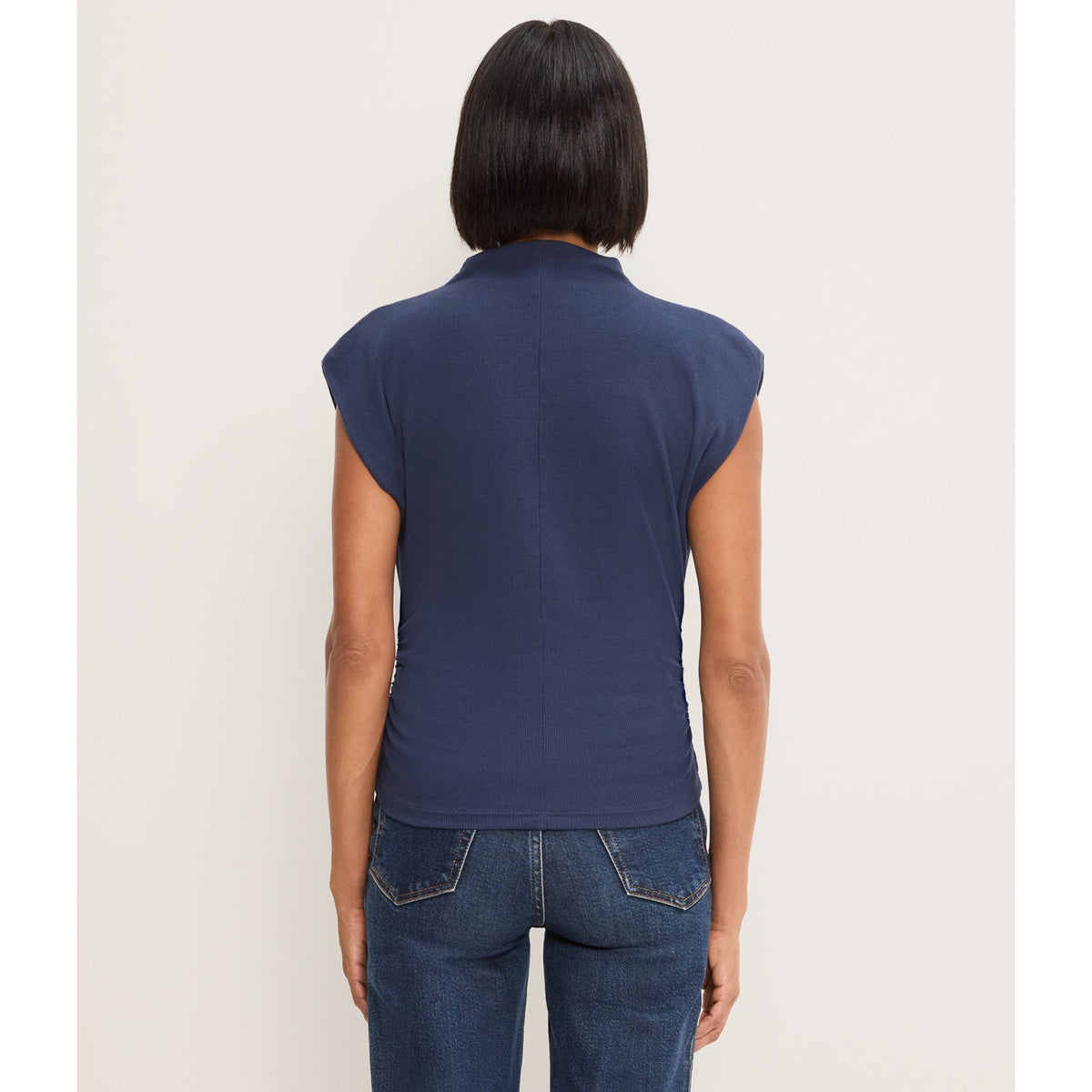 Michael Stars Womens Amara Mock Neck Powershoulder Top