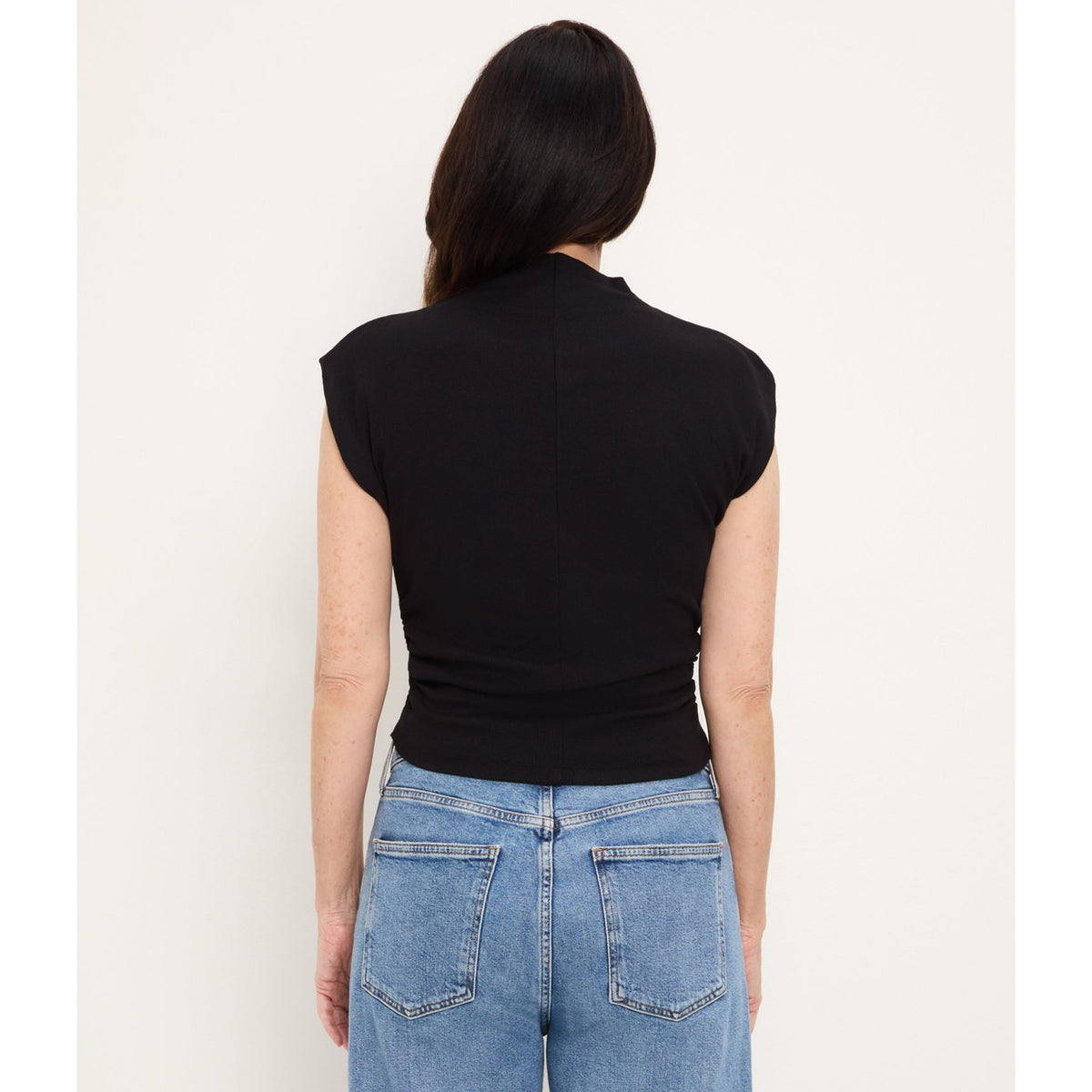 Michael Stars Womens Amara Mock Neck Powershoulder Top