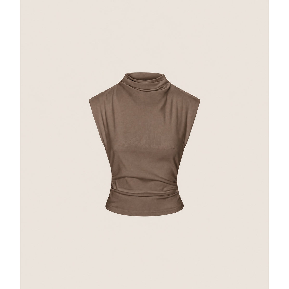 Michael Stars Womens Amara Mock Neck Powershoulder Top