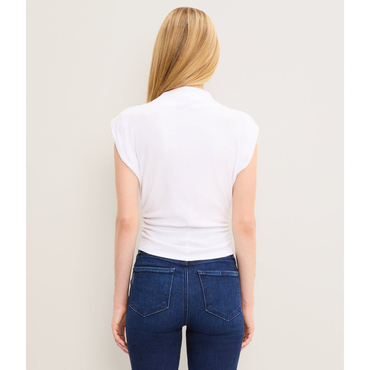 Michael Stars Womens Amara Mock Neck Powershoulder Top