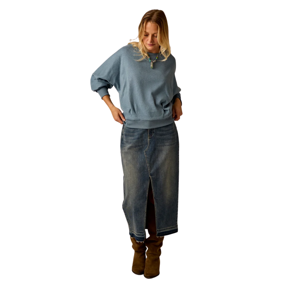 Carve Designs Womens Anneke Supersoft Dolman-Blue Mirage Heather