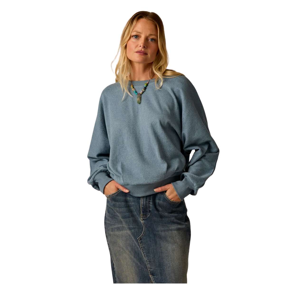 Carve Designs Womens Anneke Supersoft Dolman-Blue Mirage Heather