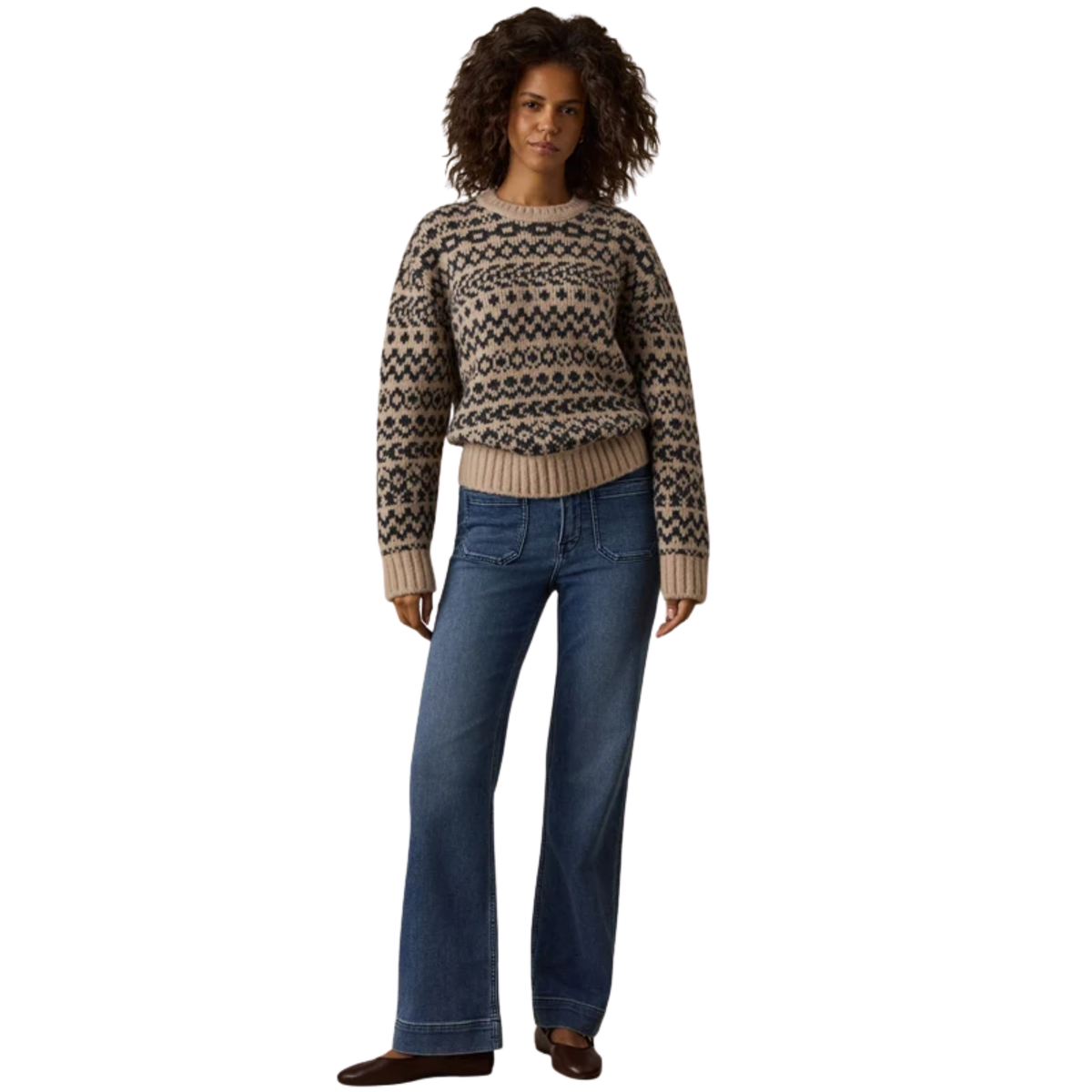 Faherty Womens Apres Alpaca Midnight Bay Crew-Cabinside fairisle