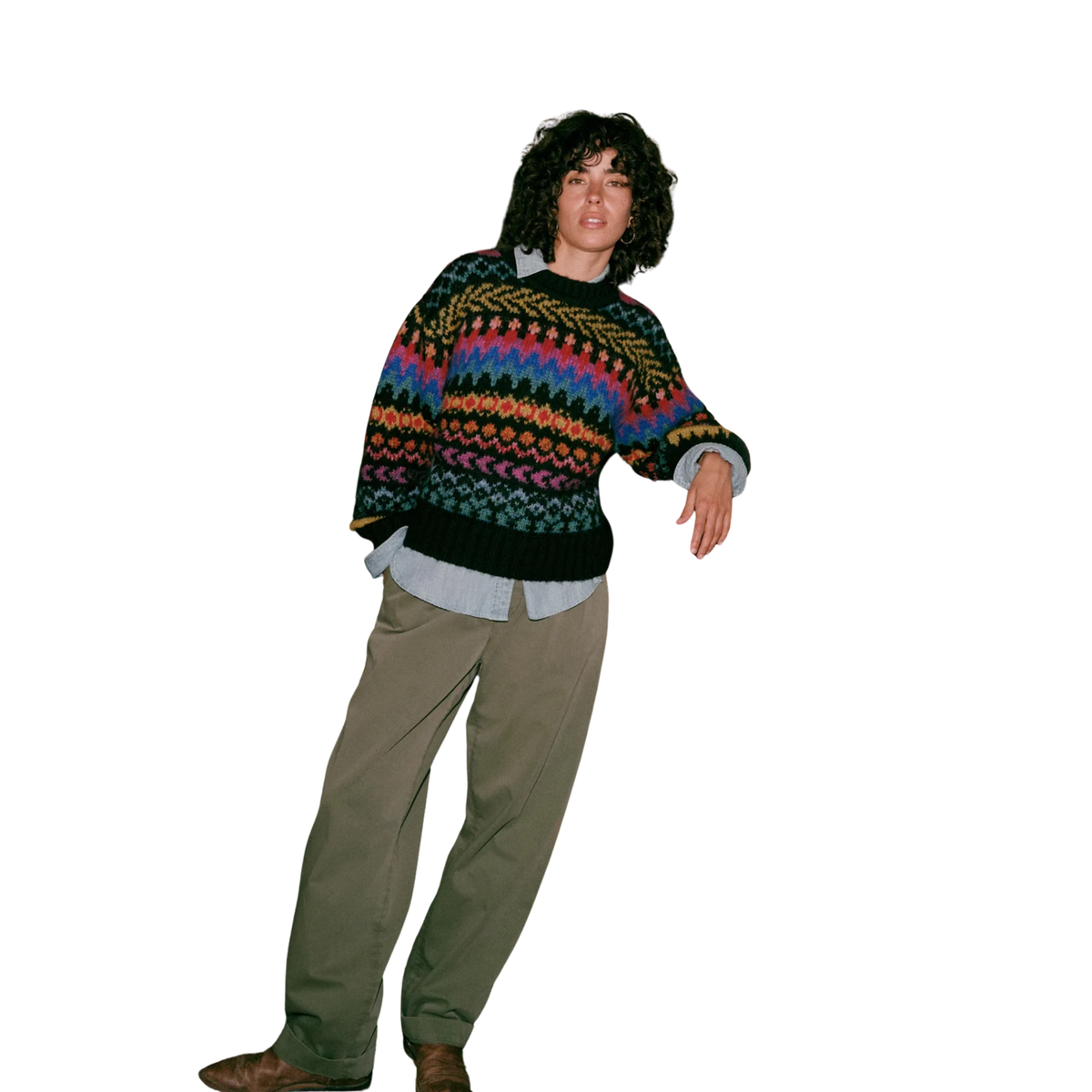 Faherty Womens Apres Alpaca Midnight Bay Crew-harbor lights fairisle