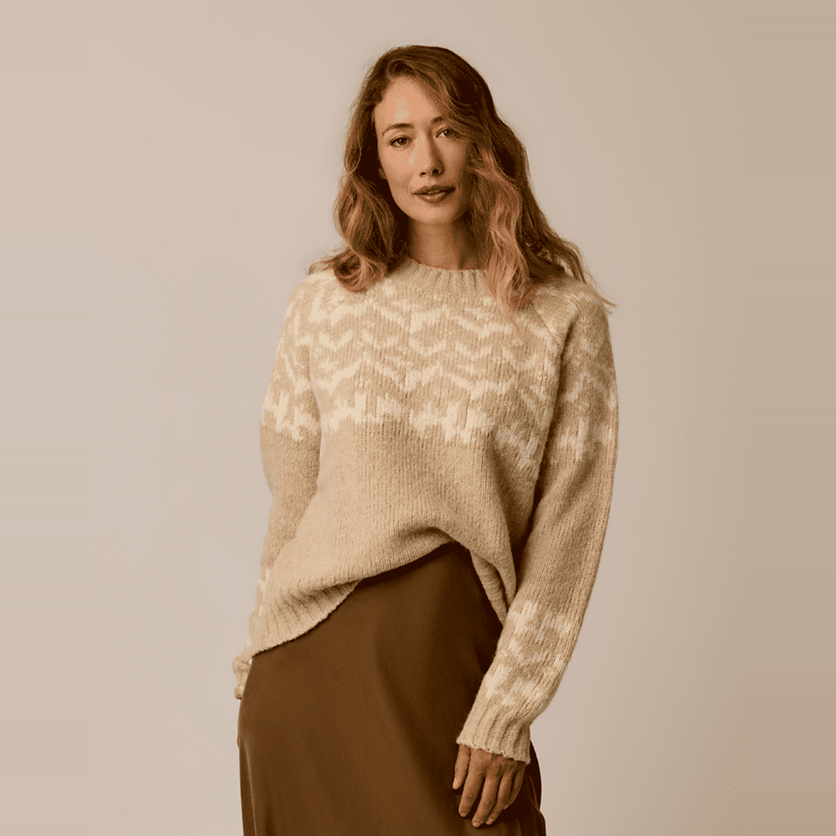 Carve Designs Womens Aria Fairisle Sweater - 286_Linen Fairisle