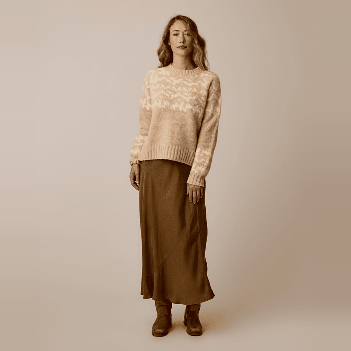 Carve Designs Womens Aria Fairisle Sweater - 286_Linen Fairisle
