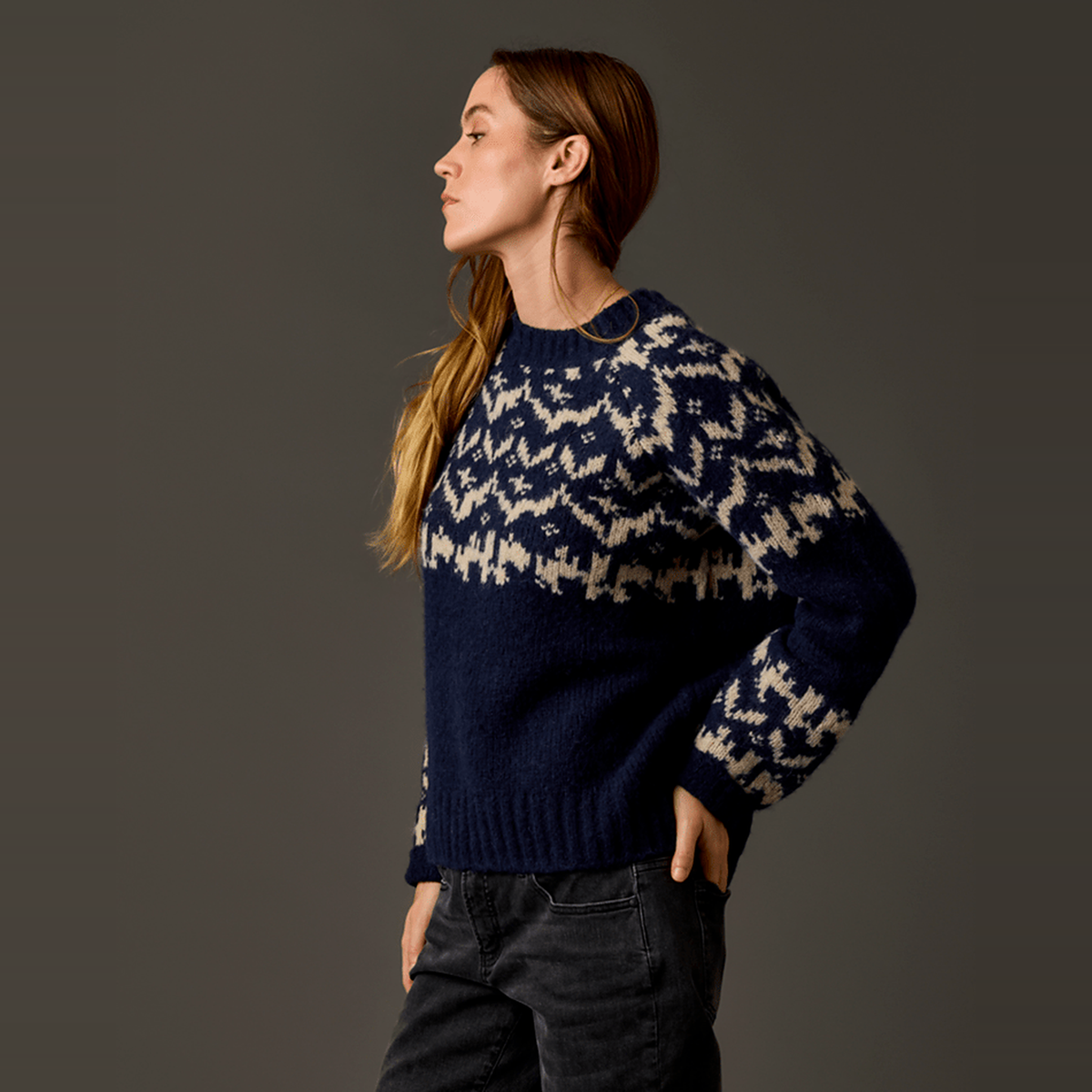 Carve Designs Womens Aria Fairisle Sweater - 552_Navy Fairisle