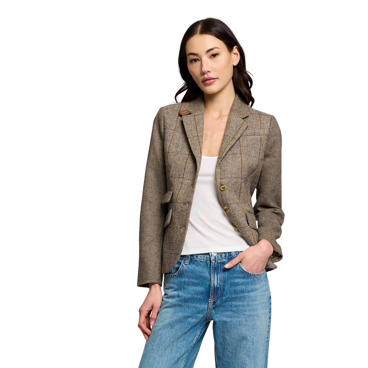 Central Park West Womens Asher Mixed Plaid Riding Jacket - Mixed Plaid 