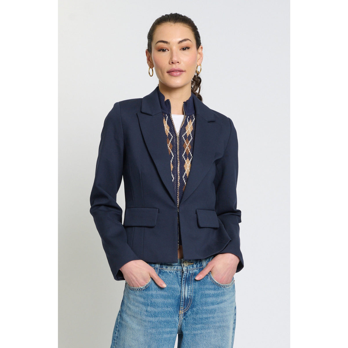 Central Park West Womens Astrid Argyle Sweater Dickey Jacket