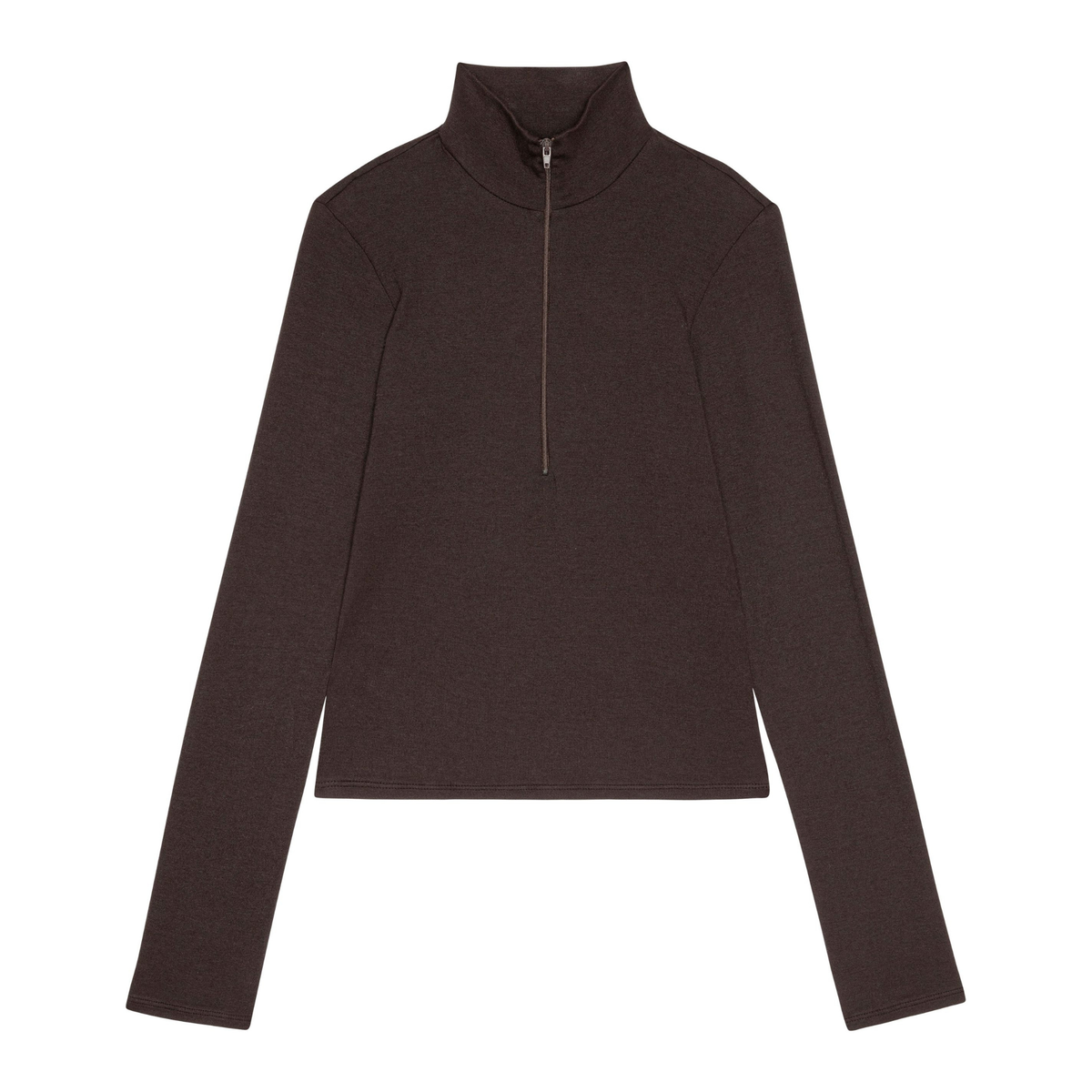 Donni Womens Baby Rib Zip-Up in Espresso-Espresso