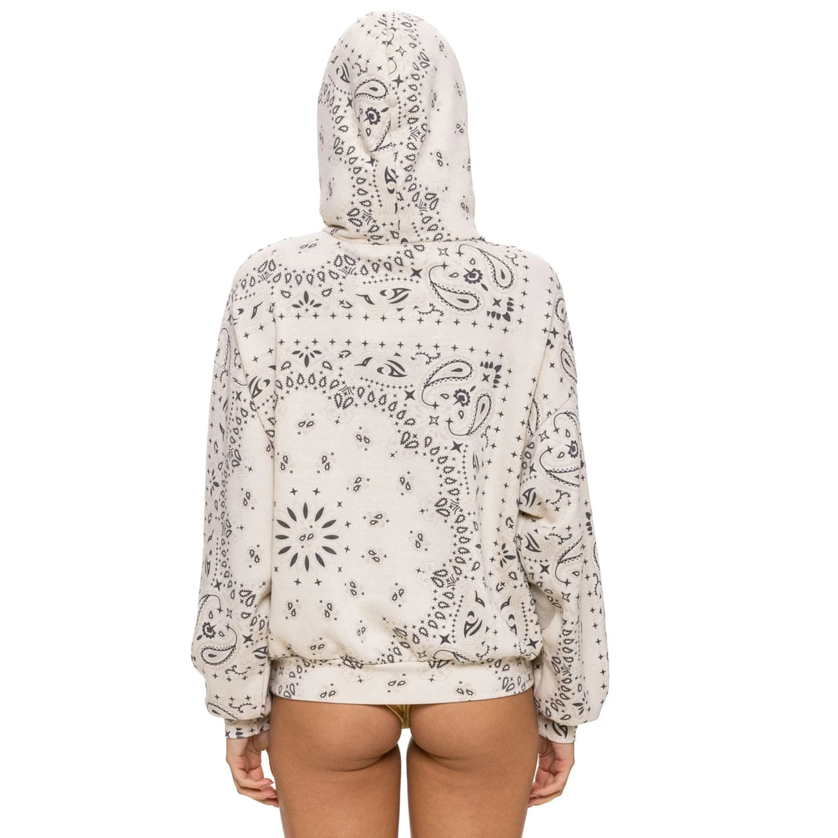 Aviator Nation Womens Bandana Pullover Hoodie Relaxed-Vintage White 