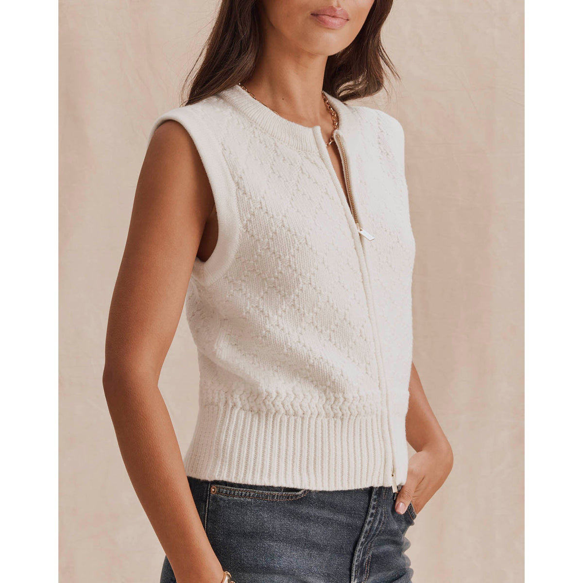 Splendid Womens Benson Sweater Vest-Shell