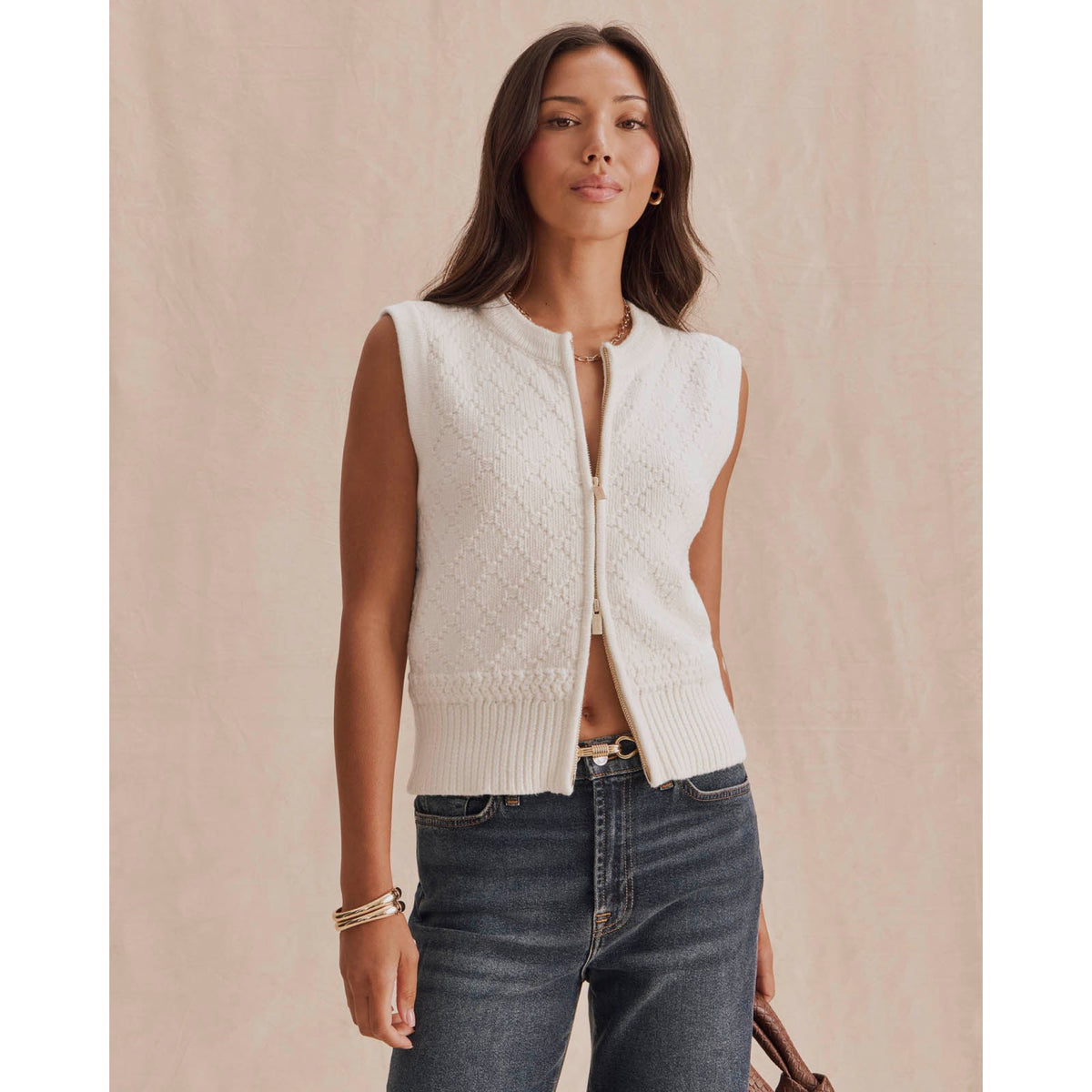 Splendid Womens Benson Sweater Vest-Shell