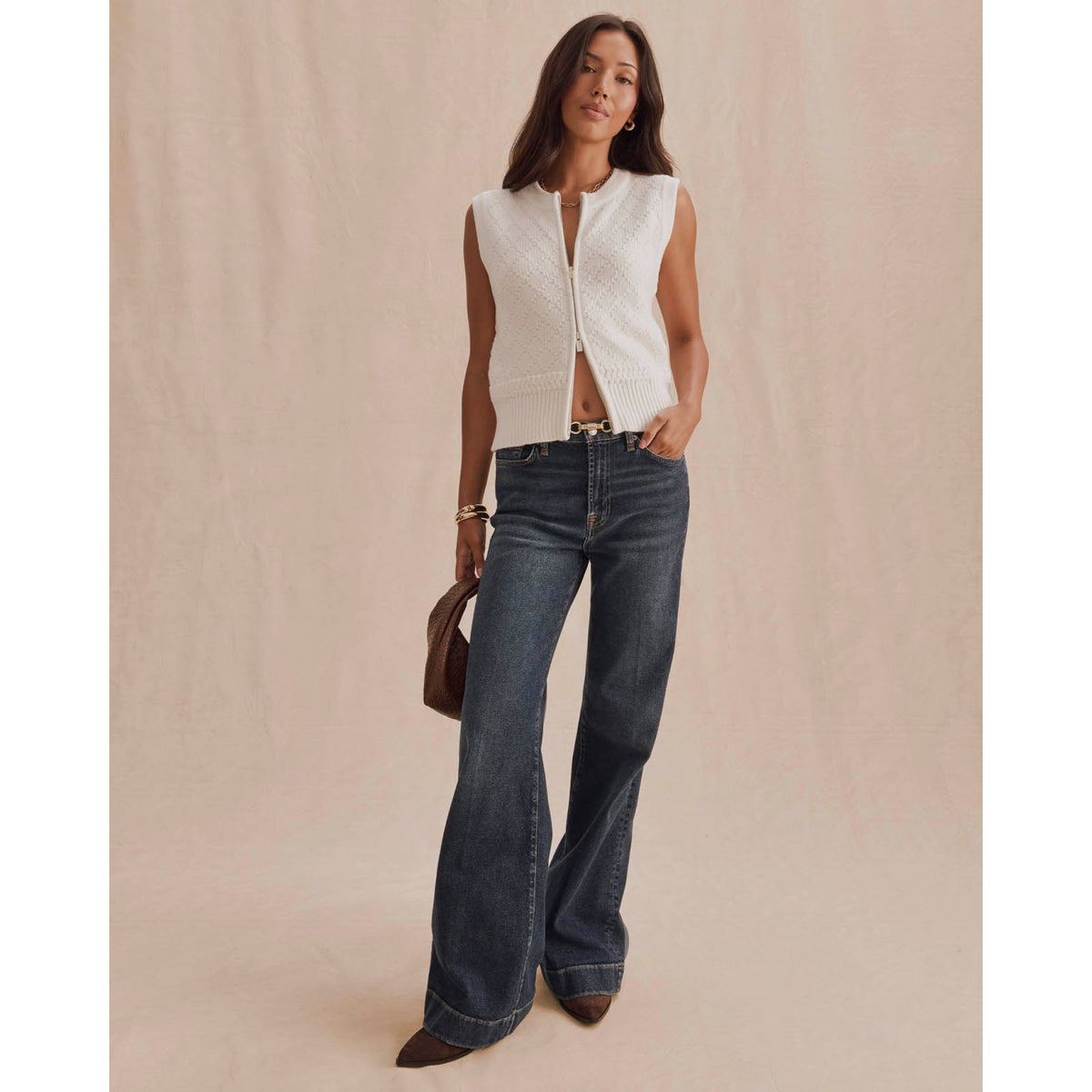 Splendid Womens Benson Sweater Vest-Shell