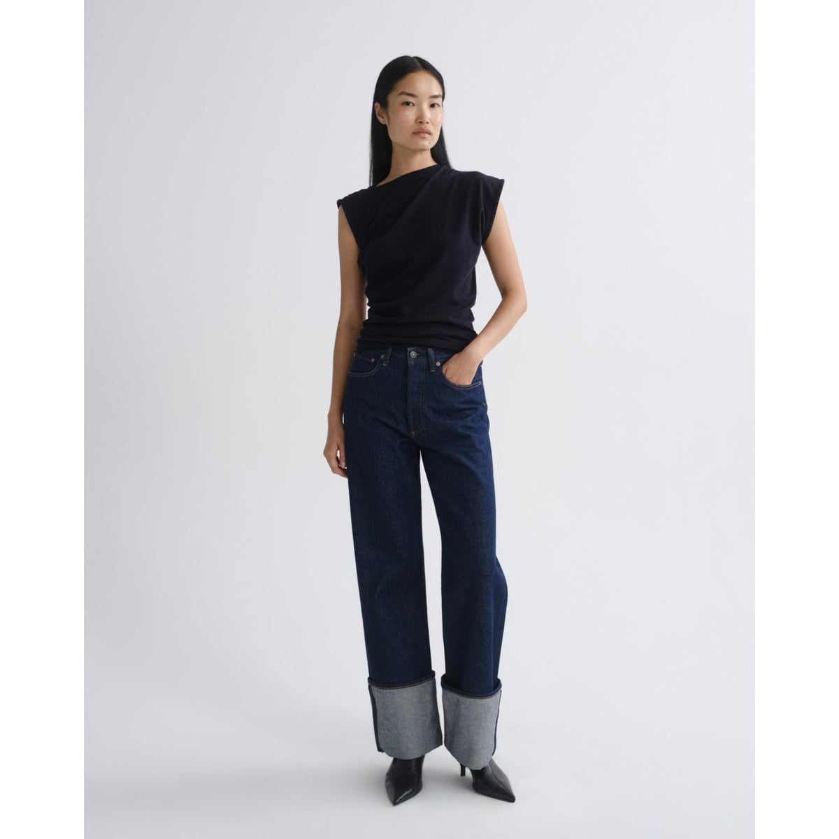 Agolde Womens Big Cuff Jean in Rinse-Rinse