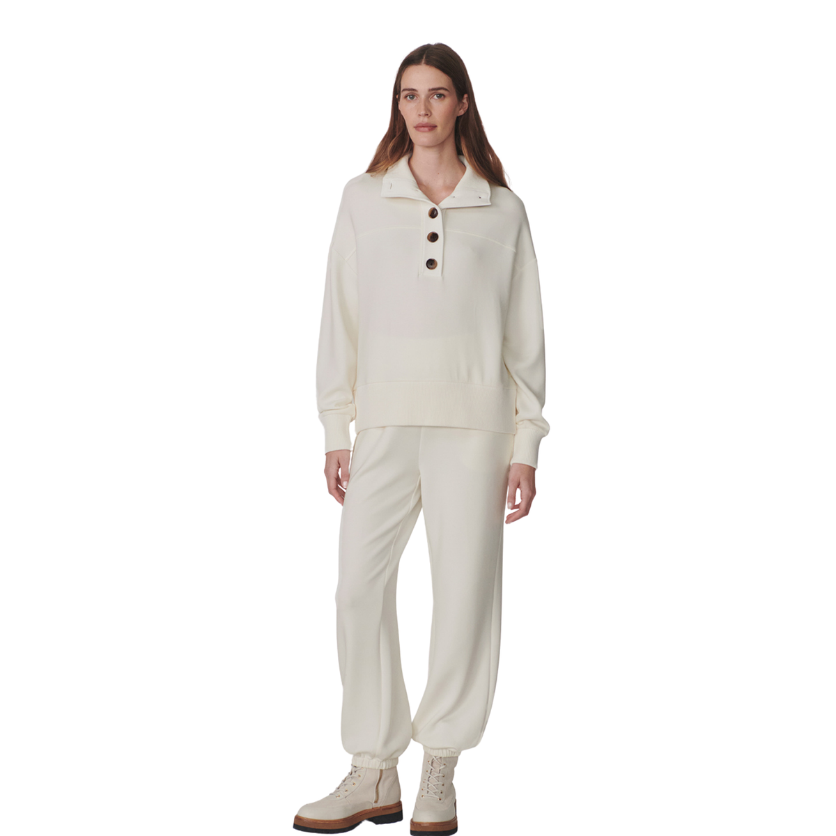 Varley Womens Bronya Button Placket Sweat-Pristine