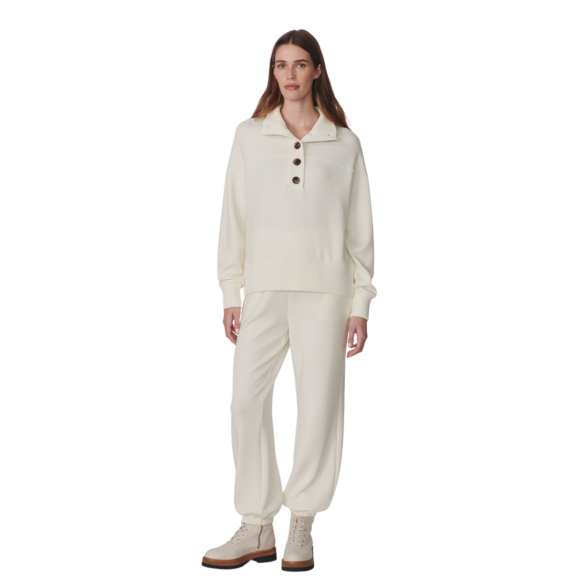 Varley Womens Bronya Button Placket Sweat-Pristine