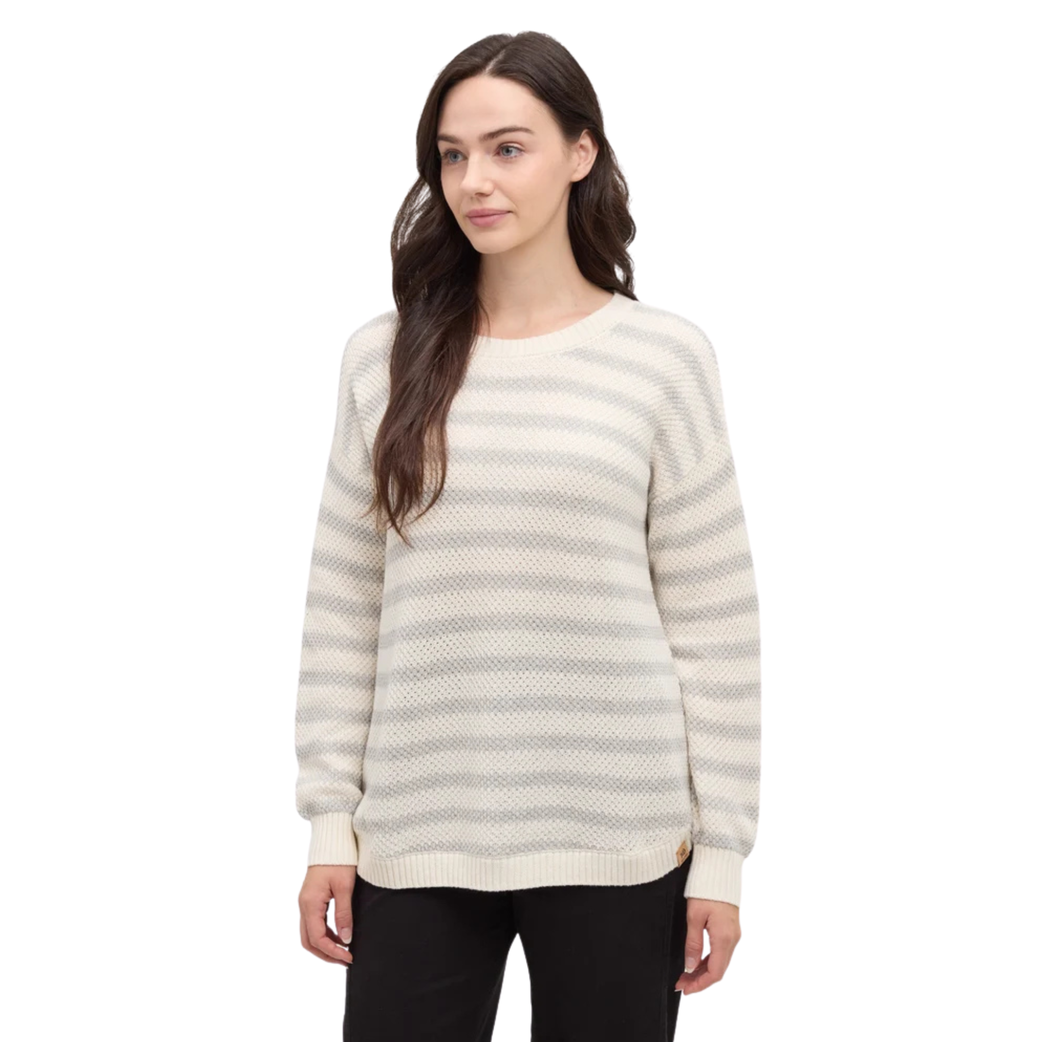 Tentree Womens Broughton Sweater-6395_Cotton White/Light Grey Heather Linear Stripe