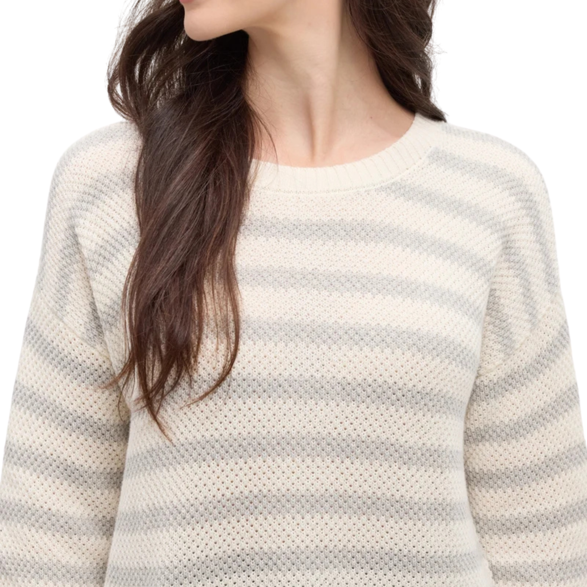 Tentree Womens Broughton Sweater-6395_Cotton White/Light Grey Heather Linear Stripe