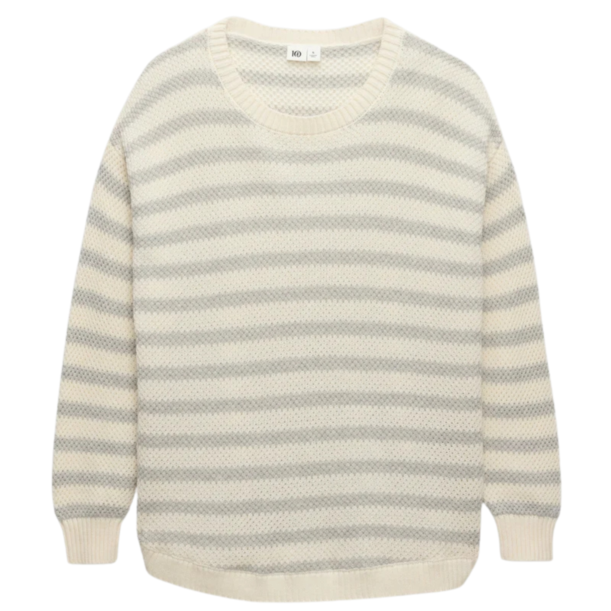 Tentree Womens Broughton Sweater-6395_Cotton White/Light Grey Heather Linear Stripe