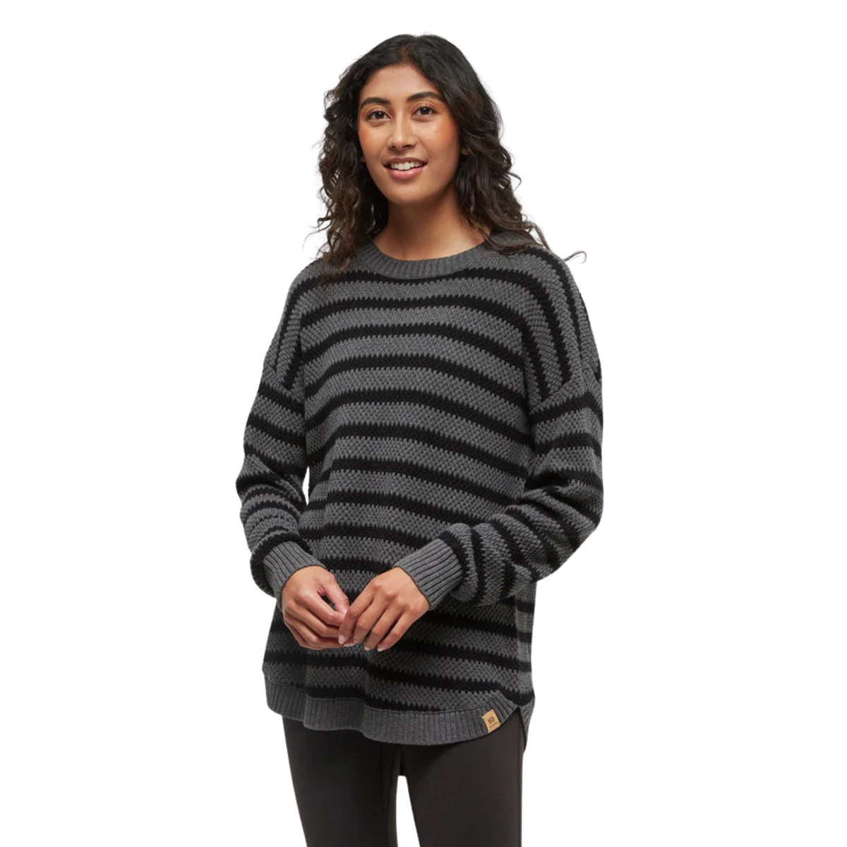 Tentree Womens Broughton Sweater-5931_Meteorite Black/Dark Grey Heather Linear Stripe