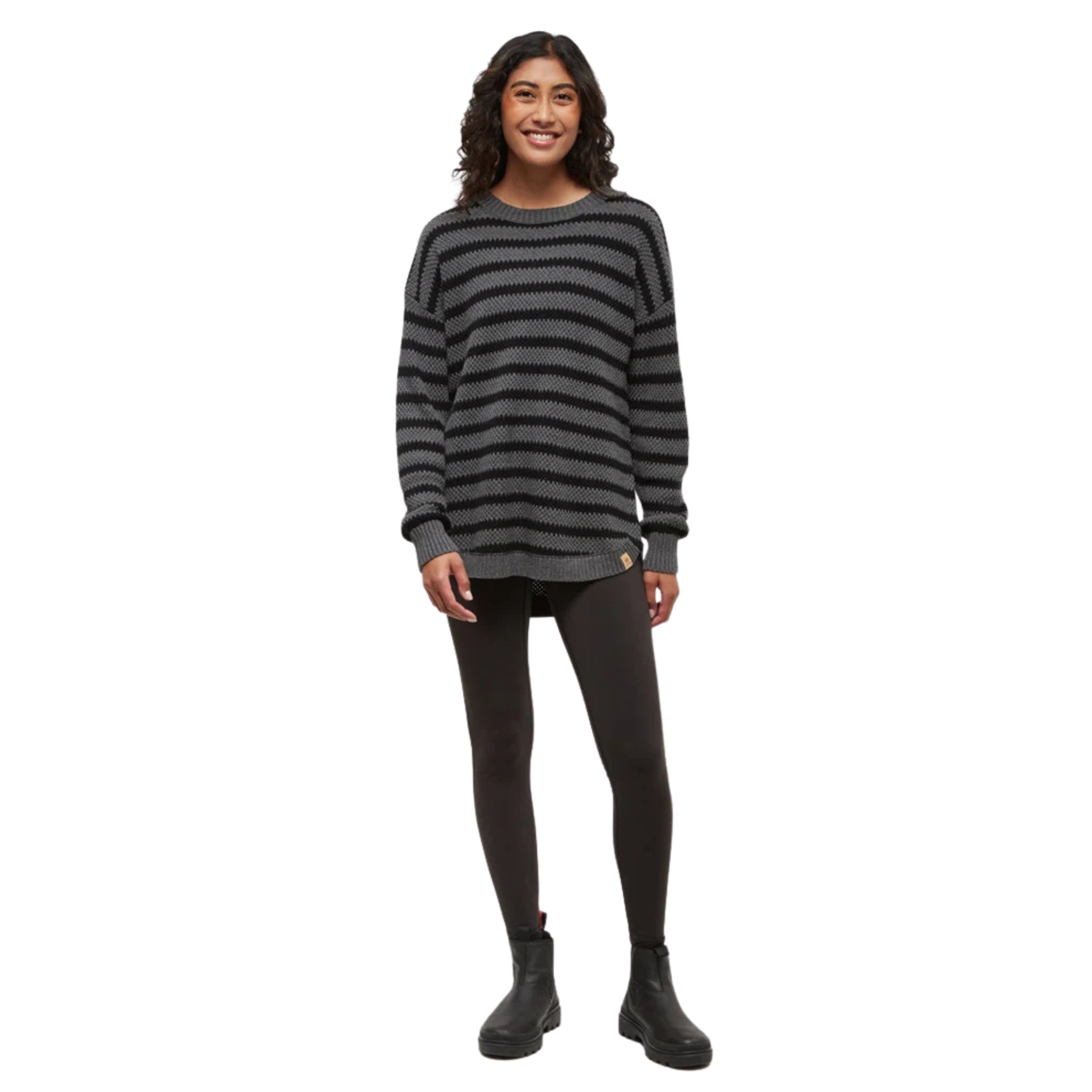Tentree Womens Broughton Sweater-5931_Meteorite Black/Dark Grey Heather Linear Stripe
