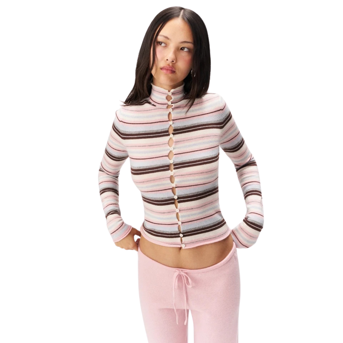 Guizio Womens Chloe Sweater-Pink Multi Stripe