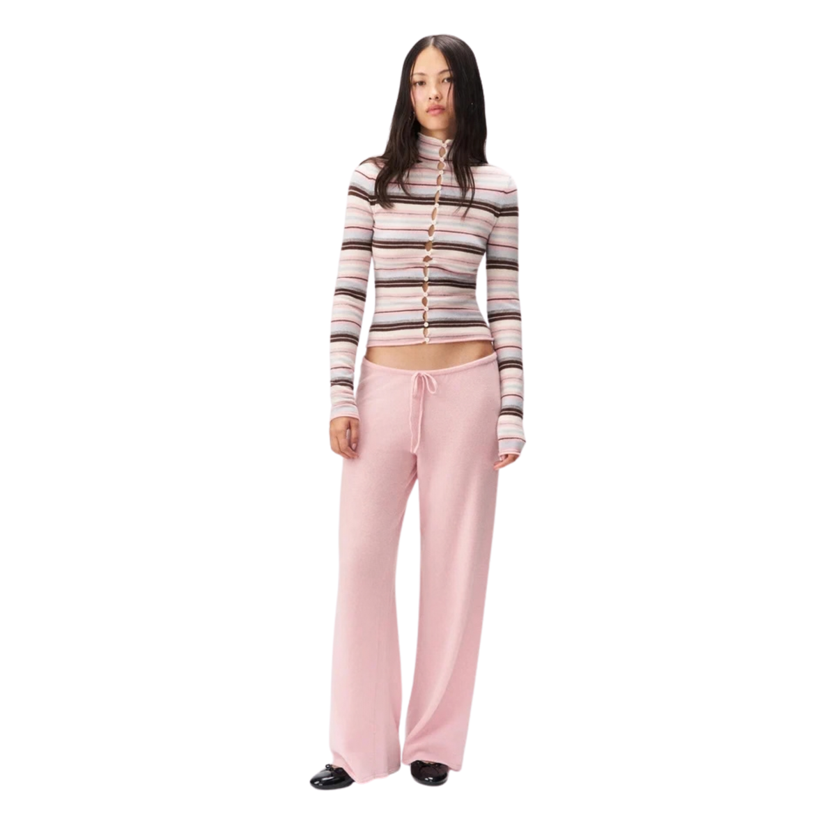 Guizio Womens Chloe Sweater-Pink Multi Stripe