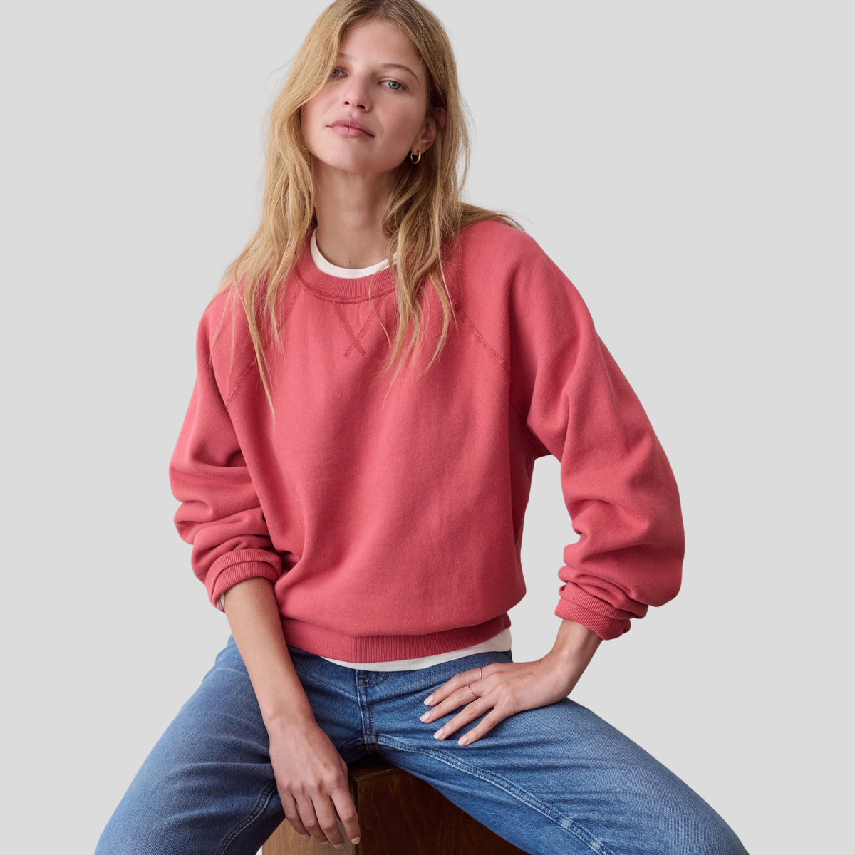 Marine Layer Womens Cloud 9 Fleece Reversible Sweatshirt Solid in Dusk Rose-Dusk Rose