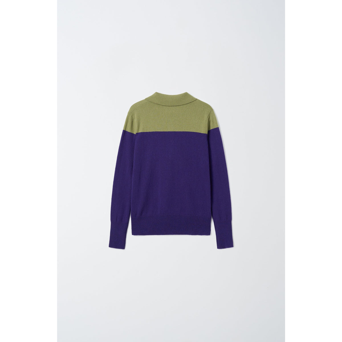 Pure Cashmere Womens Color Block Polo Sweater - Moss Green