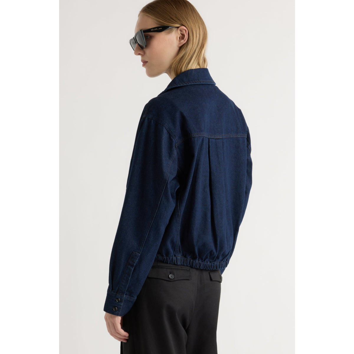 Modern Citizen Womens Cooper Denim Bomber Jacket - Indigo