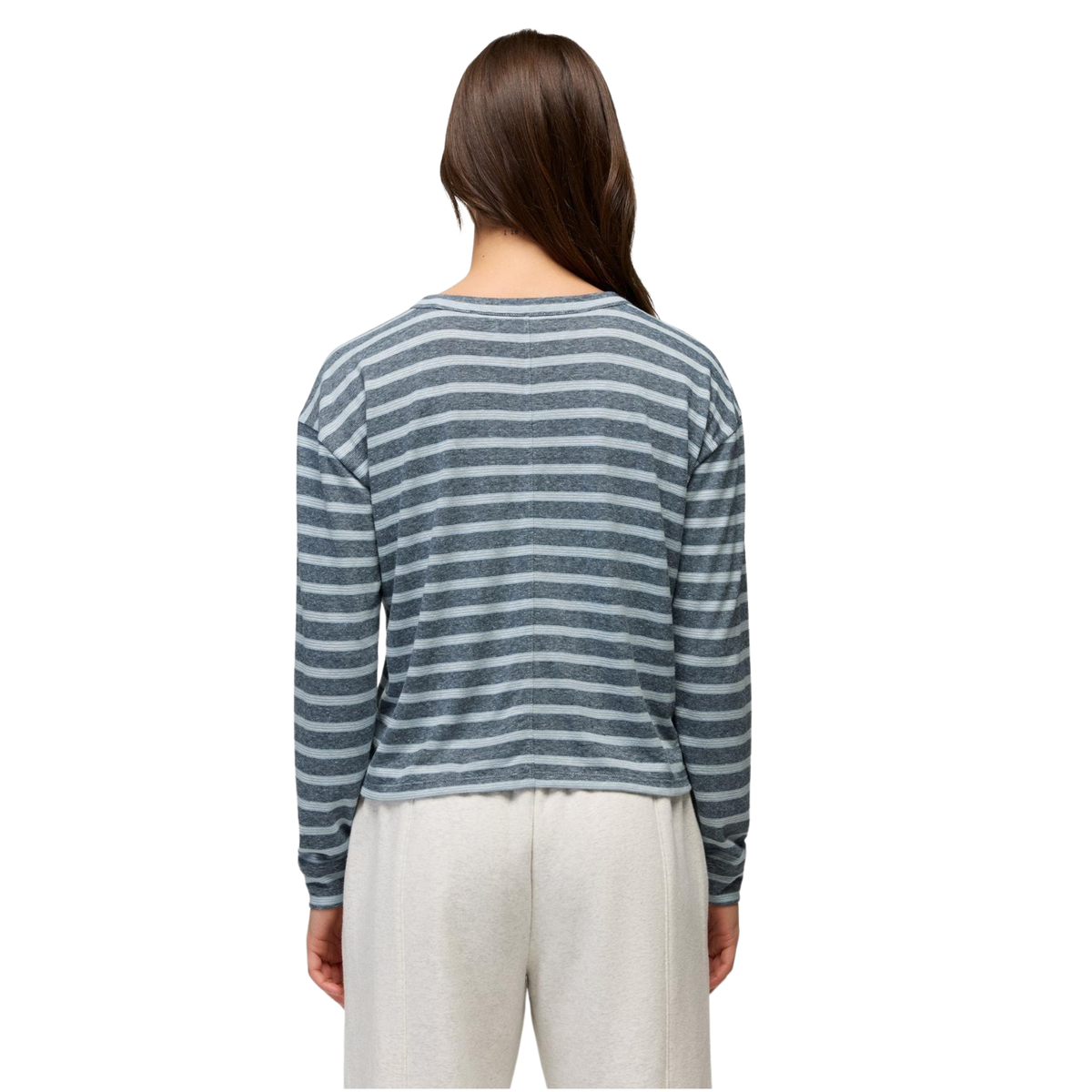 Parna Womens Cozy Up Long Sleeve Crew- Glacier Skies Stripe