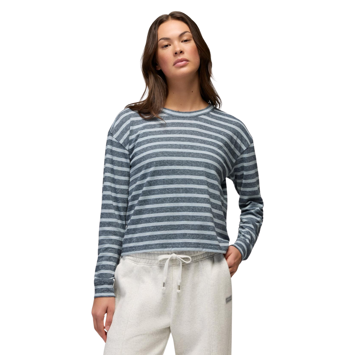 Parna Womens Cozy Up Long Sleeve Crew- Glacier Skies Stripe