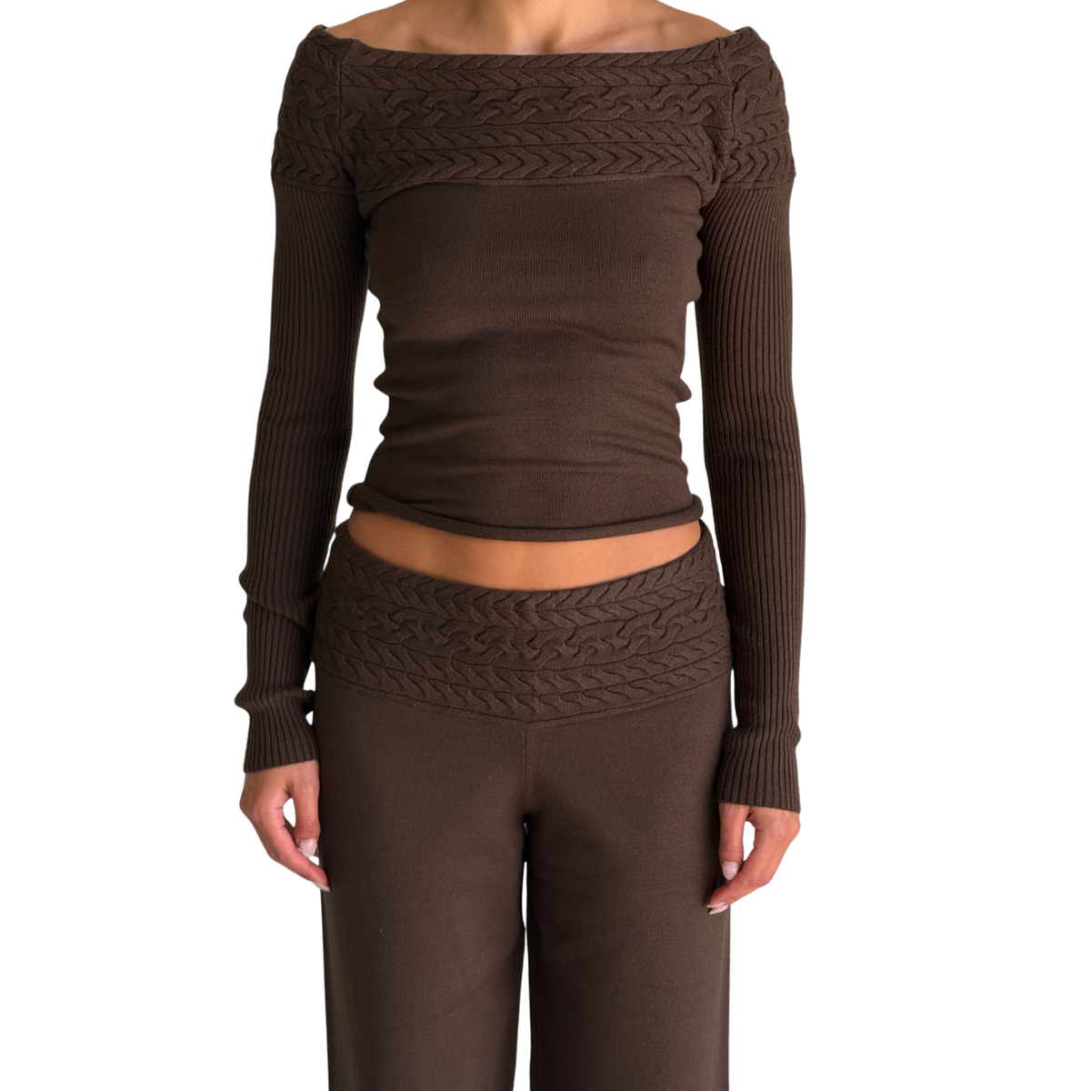 Frankies Bikinis Womens Crosby Cloud Knit Sweater-Chocolate Brown