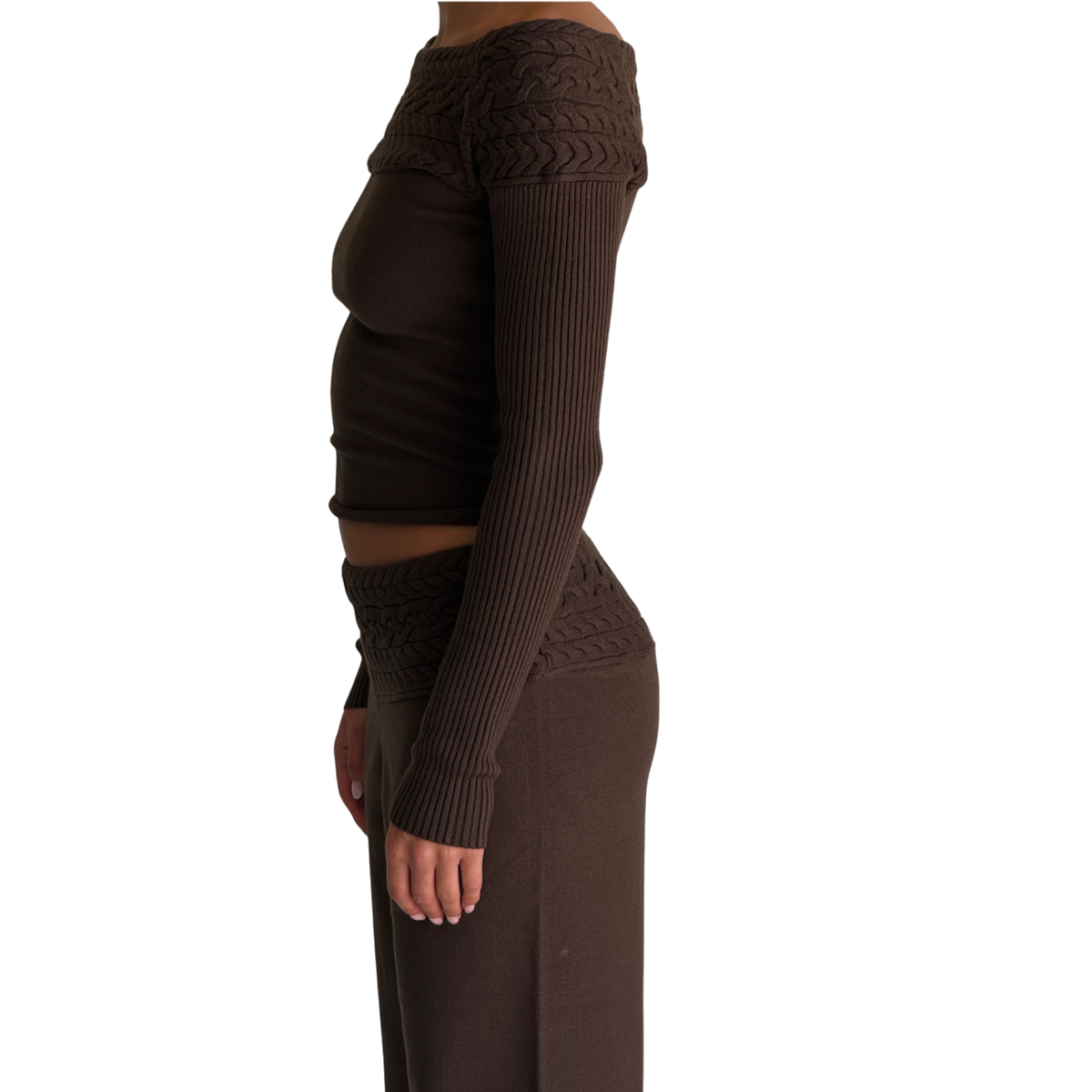 Frankies Bikinis Womens Crosby Cloud Knit Sweater-Chocolate Brown
