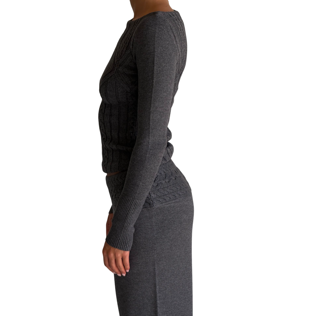 Frankies Bikinis Womens Cyprus Cloud Knit Long Sleeve-Winter Skies
