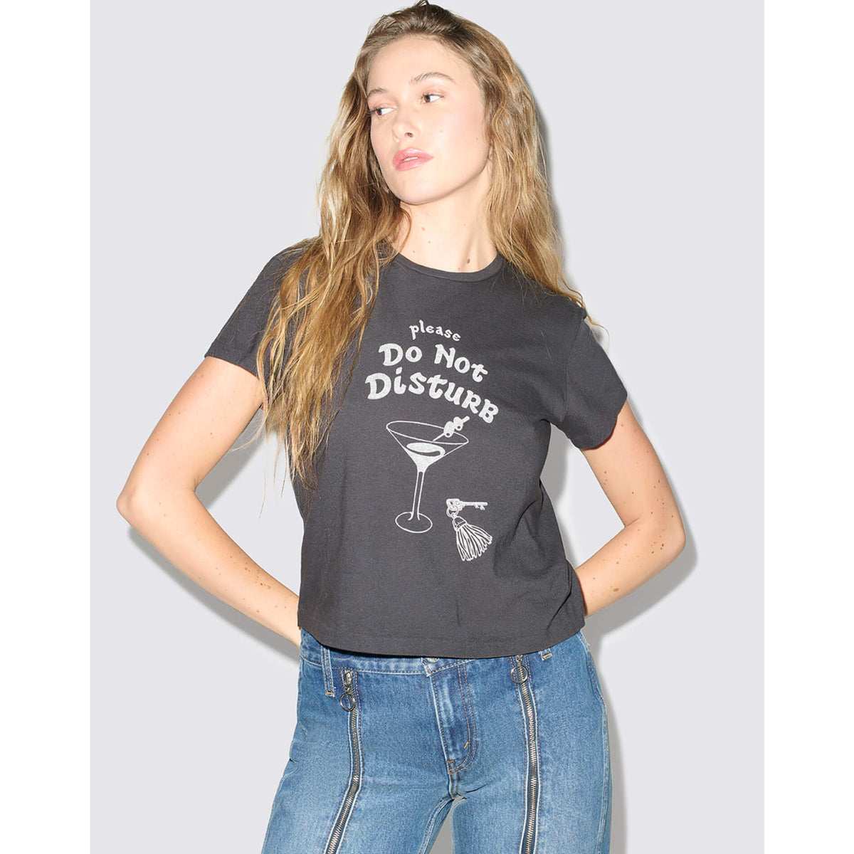 Re/Done Womens DND 50s Boxy Tee - Washed Black