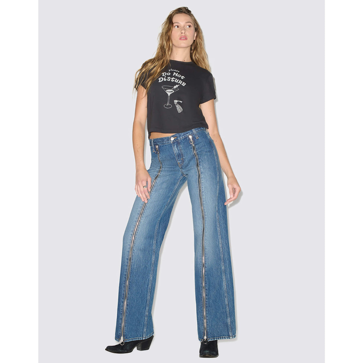 Re/Done Womens DND 50s Boxy Tee - Washed Black