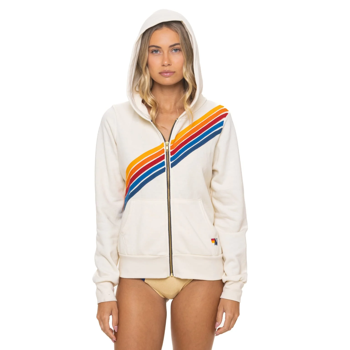 Avaitor Nation Womens Disco Zip Hoodie-Vintage White